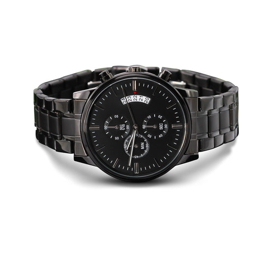 Personalized Black Chronograph Watch in Gift Box- Perfect gift for the man in your life.